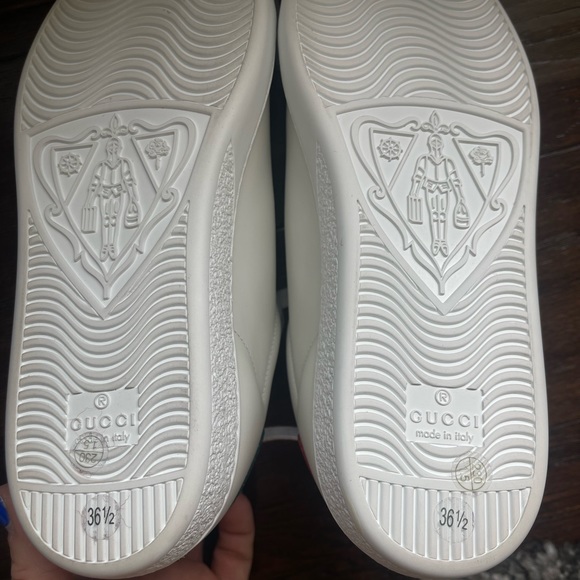 Brand New Gucci Ace Sneakers Green Red Logo GG White Womens Size 36.5 - Picture 9 of 12